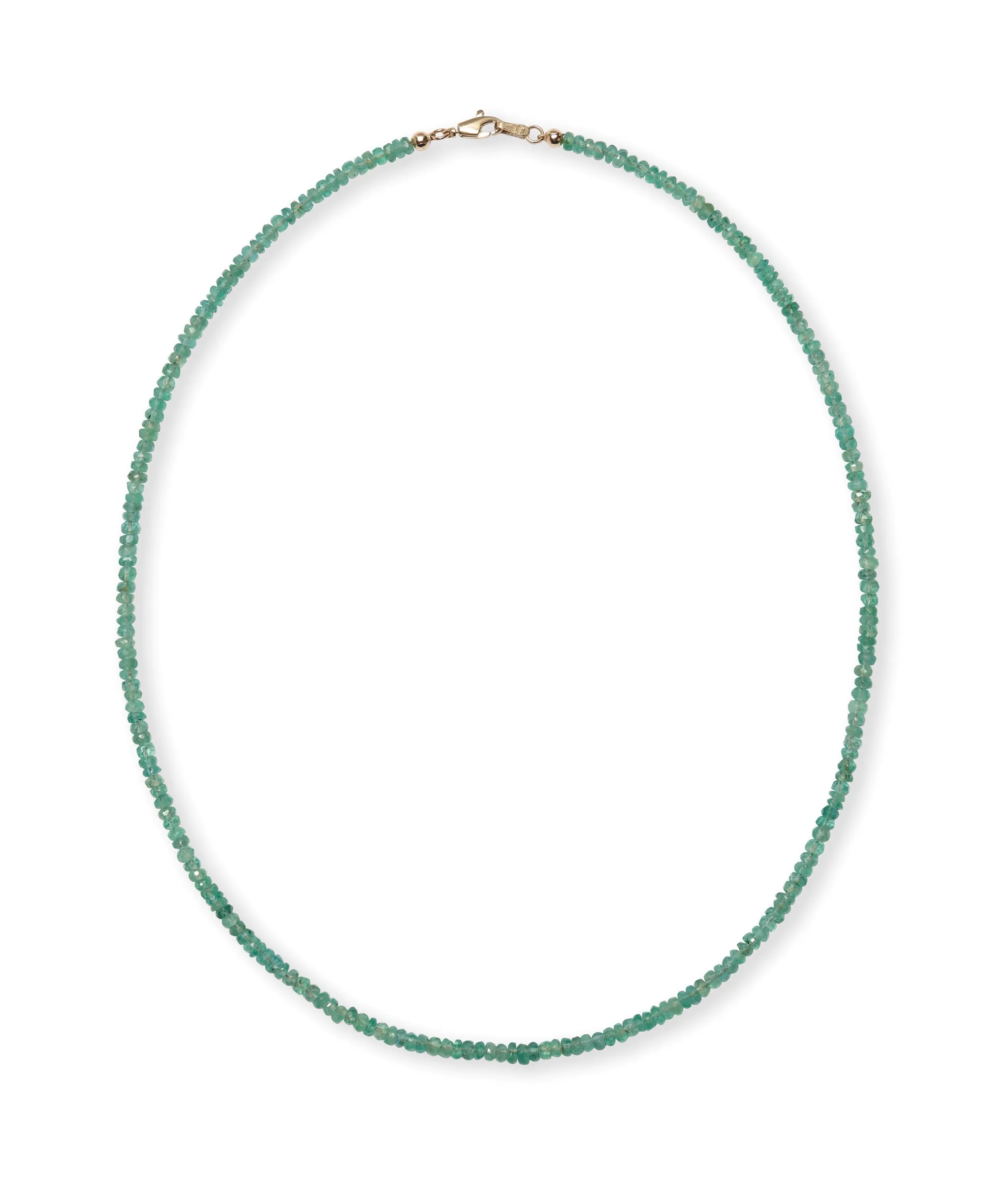 Tiny Beaded 14k Gold Necklace in Emerald