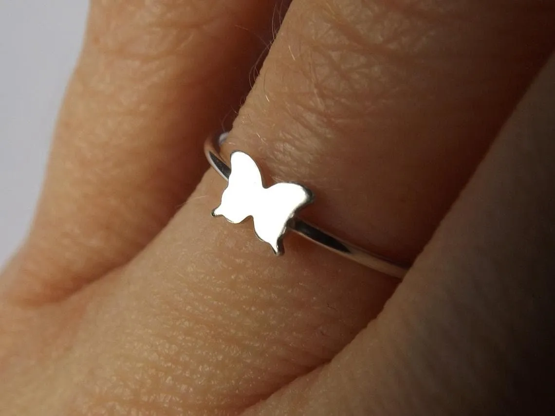 Tiny Butterfly Ring, Minimalist Rings,Stacker Rings,Butterfly Stacking Rings,Butterfly Jewelry Ring,Rings,Modern Minimalist Fashion