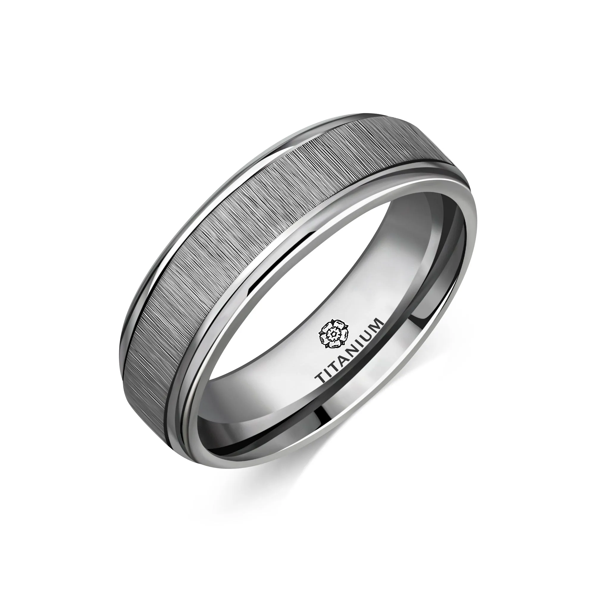 Titanium Linished Centre Flat Court Ring