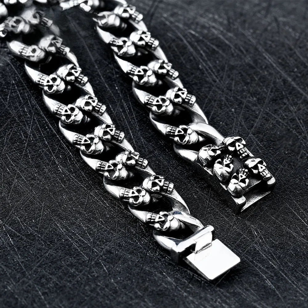 Titanium Steel Skull Bracelet for Men - Edgy Punk Style Jewelry