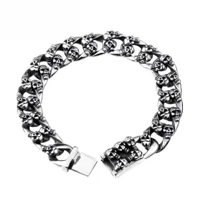 Titanium Steel Skull Bracelet for Men - Edgy Punk Style Jewelry