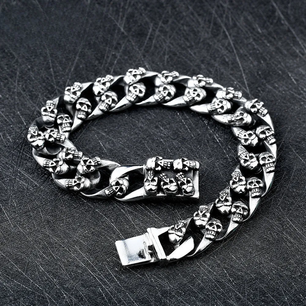 Titanium Steel Skull Bracelet for Men - Edgy Punk Style Jewelry