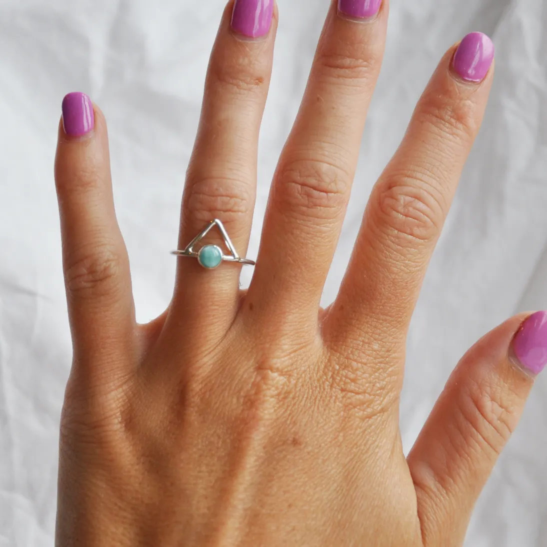 Triangle and Larimar Silver Ring