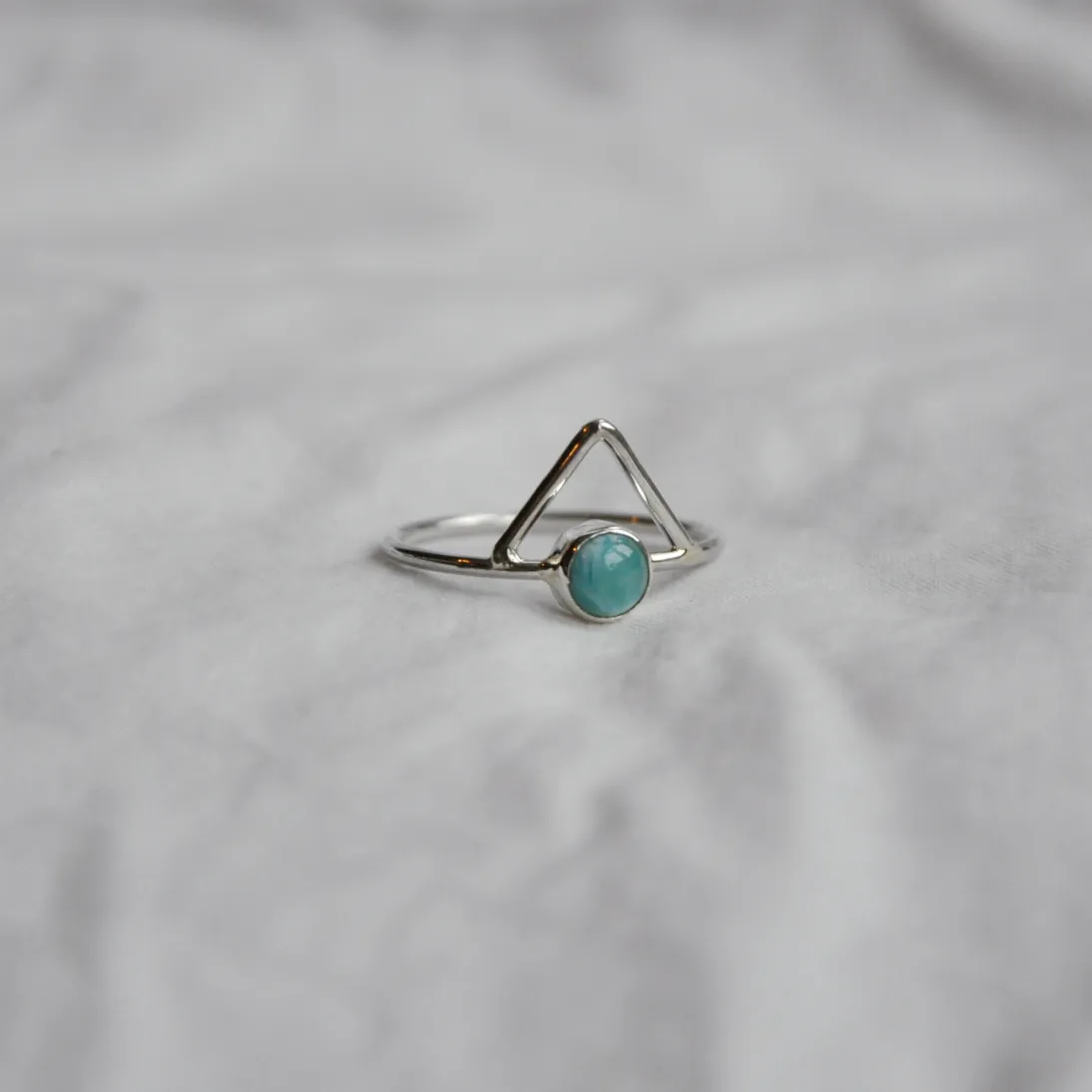 Triangle and Larimar Silver Ring