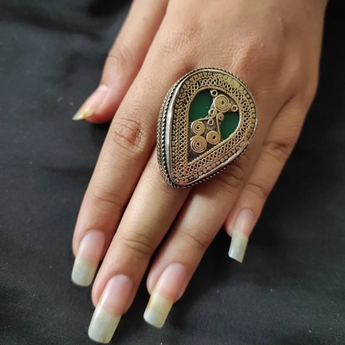 Tribal Kuchi Ring with Stones, Handmade Ring