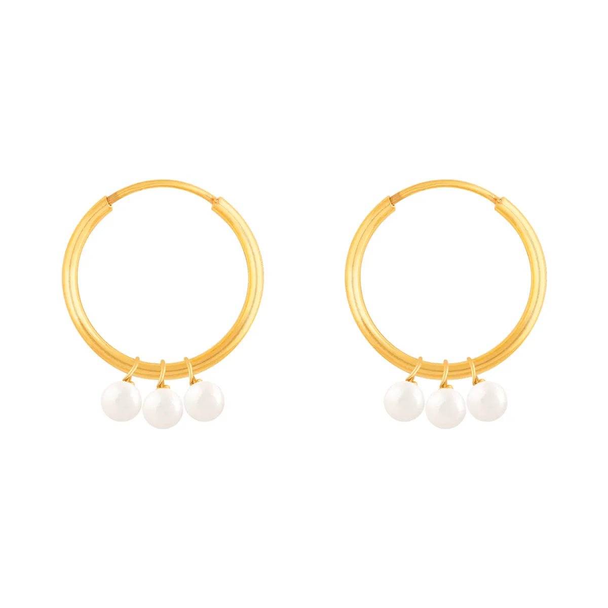 Trio Pearls Hoop Earrings