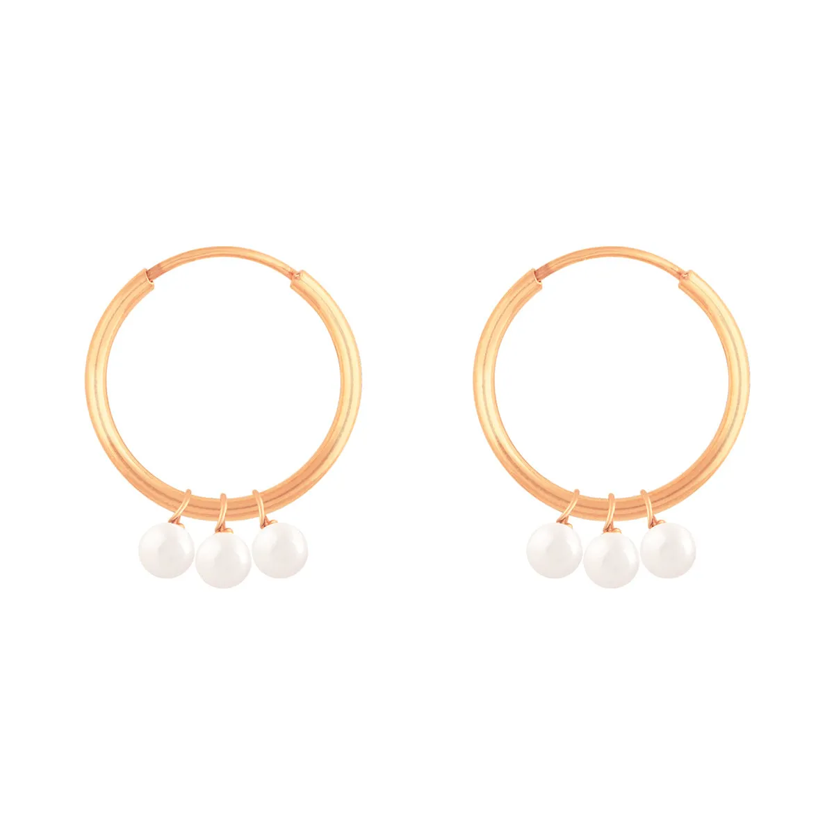 Trio Pearls Hoop Earrings