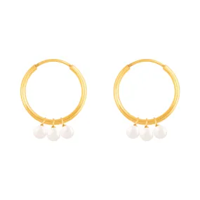 Trio Pearls Hoop Earrings