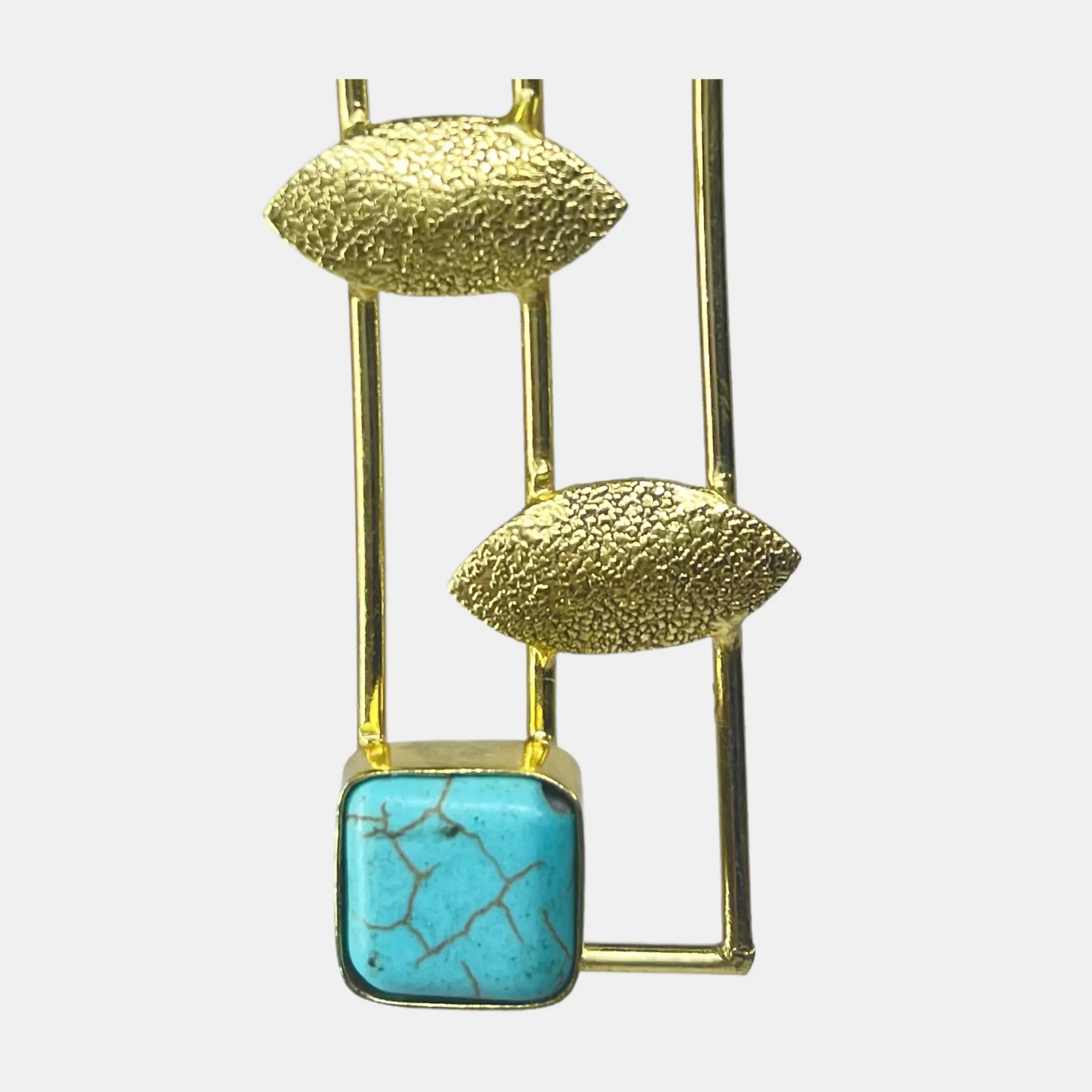 Turquoise earrings- square with leaves