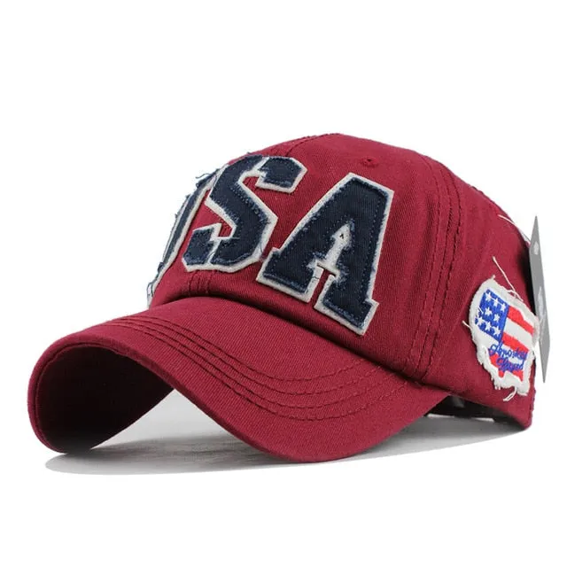 USA Embroidered Patched Letter  Baseball Cap