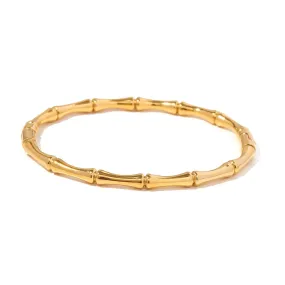 VAIGE New Waterproof 18k Gold Plated Stainless Steel Bamboo Bracelet - Trendy Fashion Bangle Jewelry