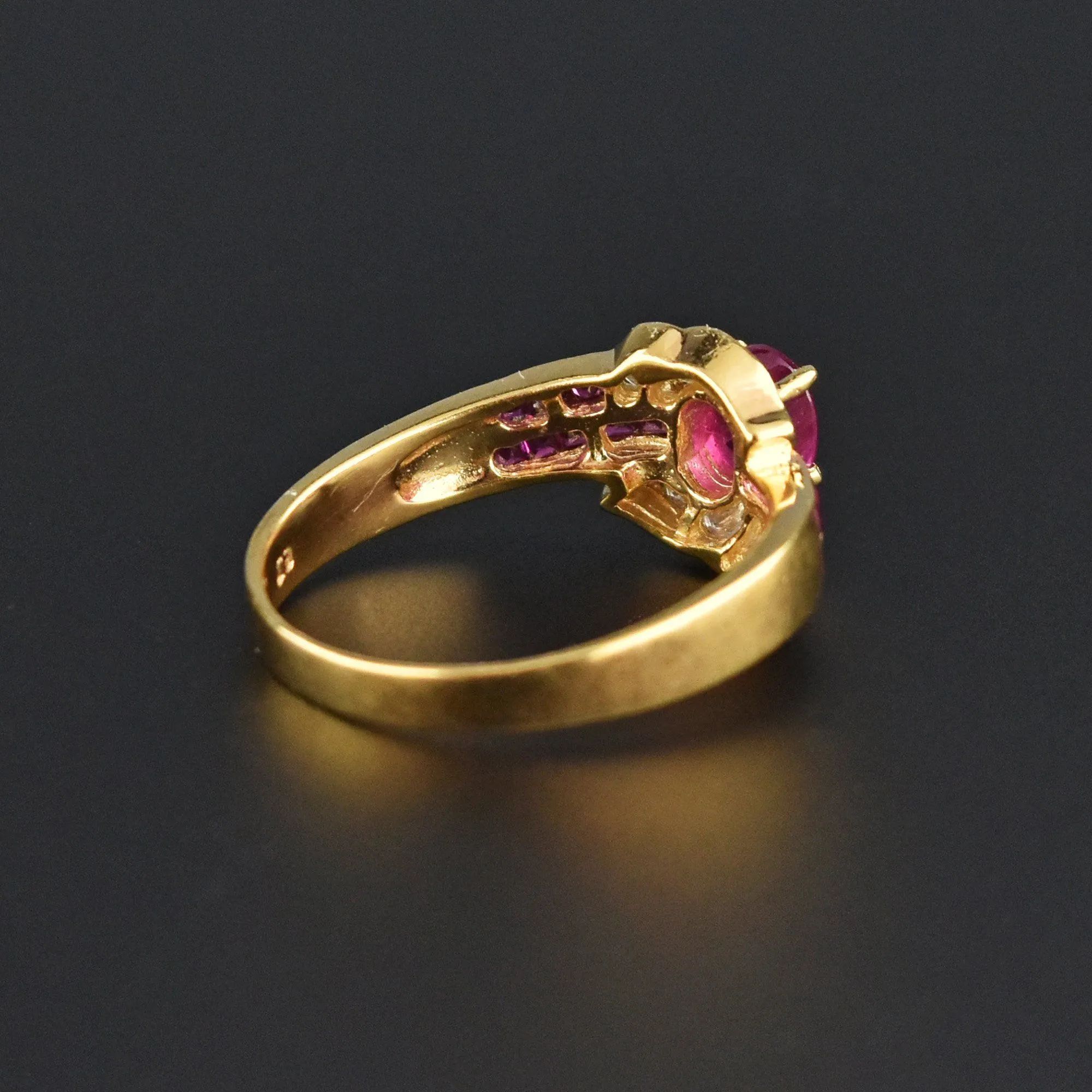 Vintage 14K Gold Natural Ruby and Diamond Ring, Sz 6