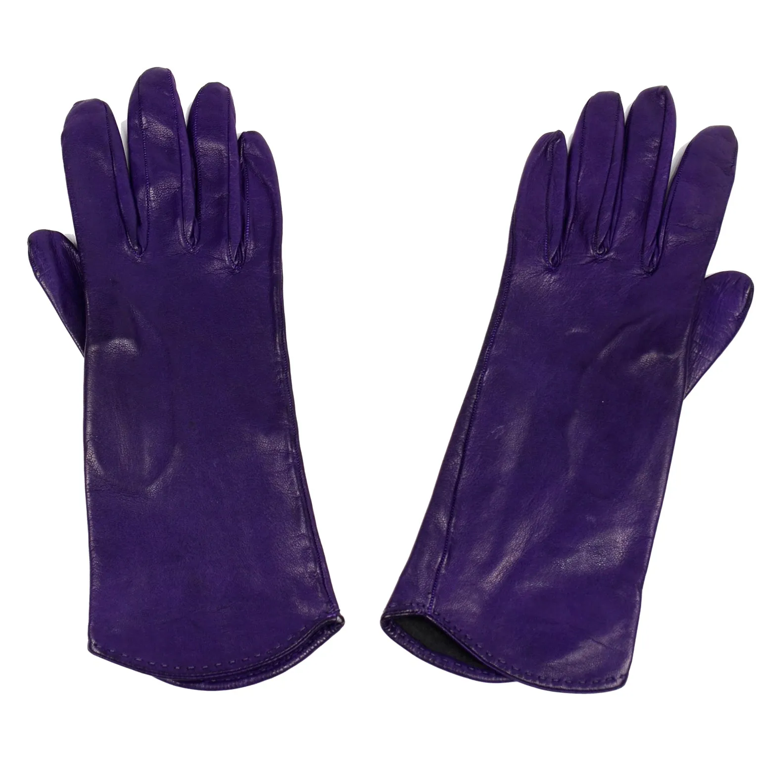 Vintage Bill Blass Purple Leather Silk Lined Gloves