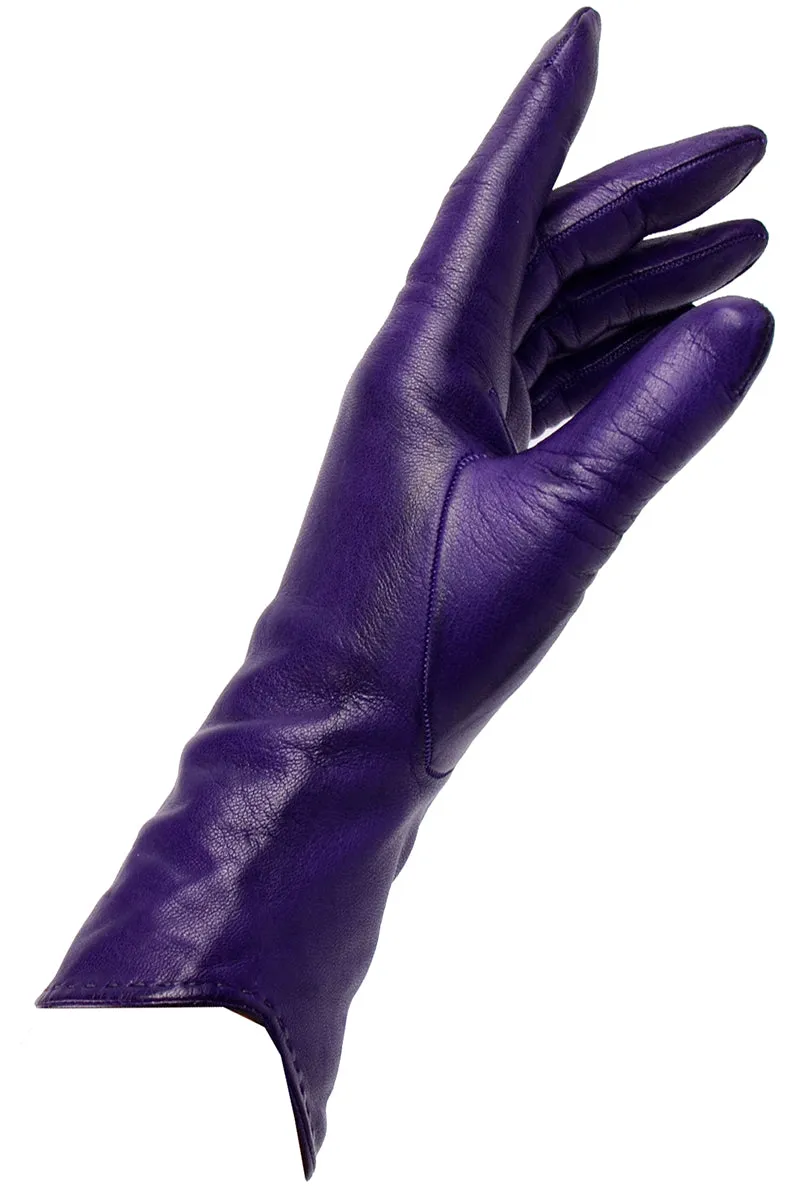 Vintage Bill Blass Purple Leather Silk Lined Gloves