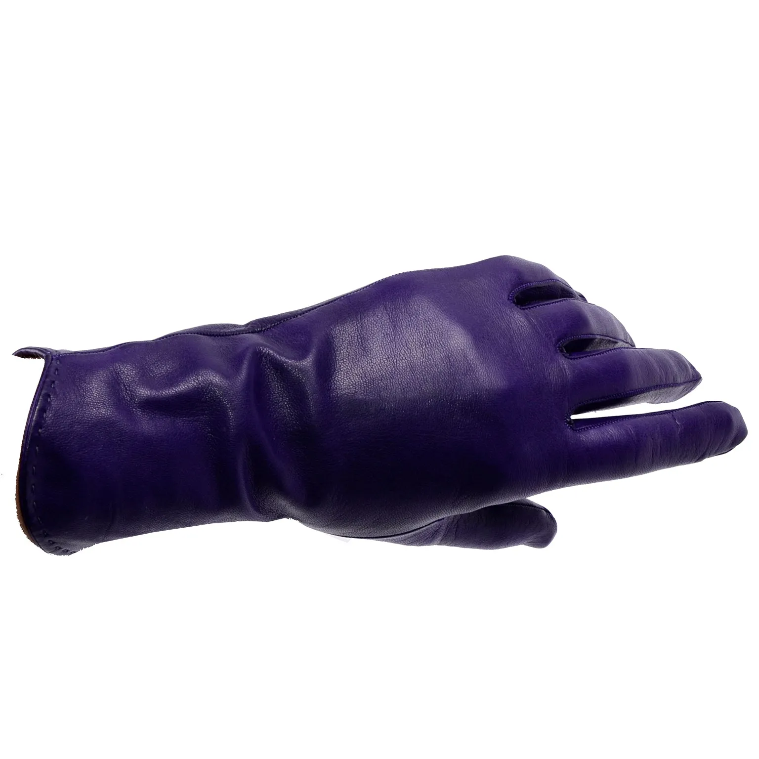 Vintage Bill Blass Purple Leather Silk Lined Gloves