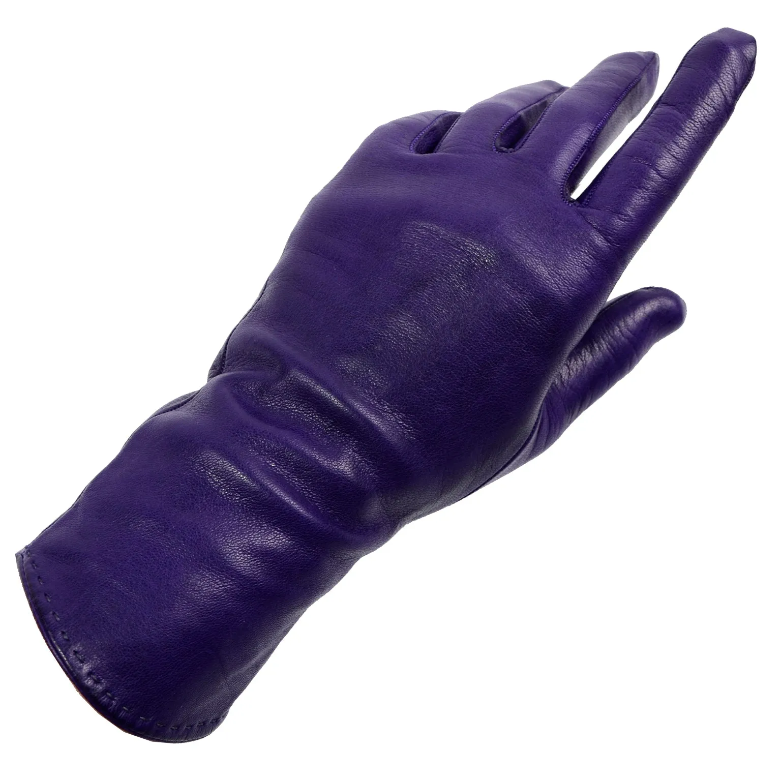 Vintage Bill Blass Purple Leather Silk Lined Gloves