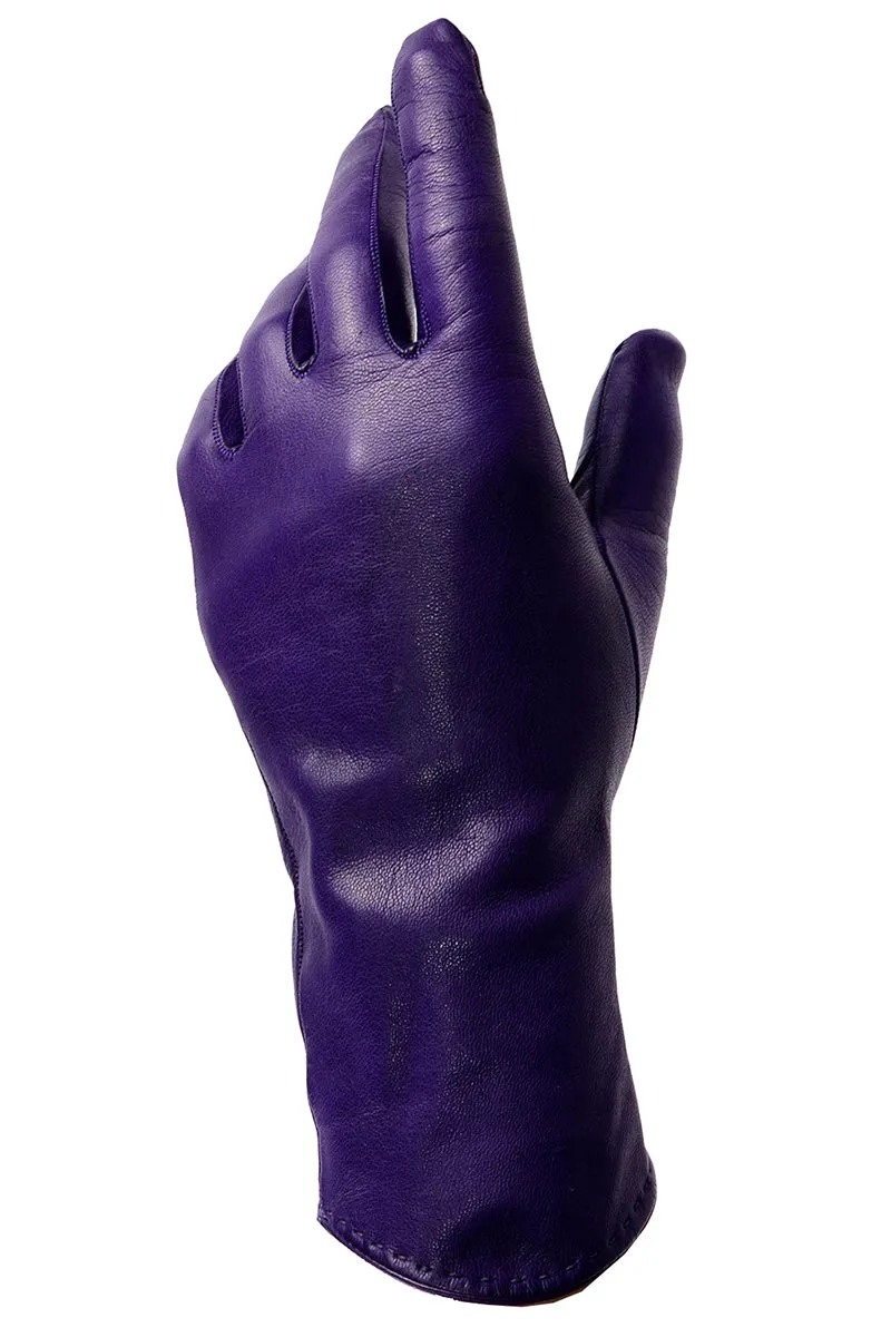 Vintage Bill Blass Purple Leather Silk Lined Gloves