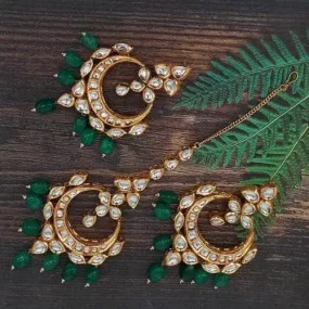 Wide Chand Teeka And Earrings