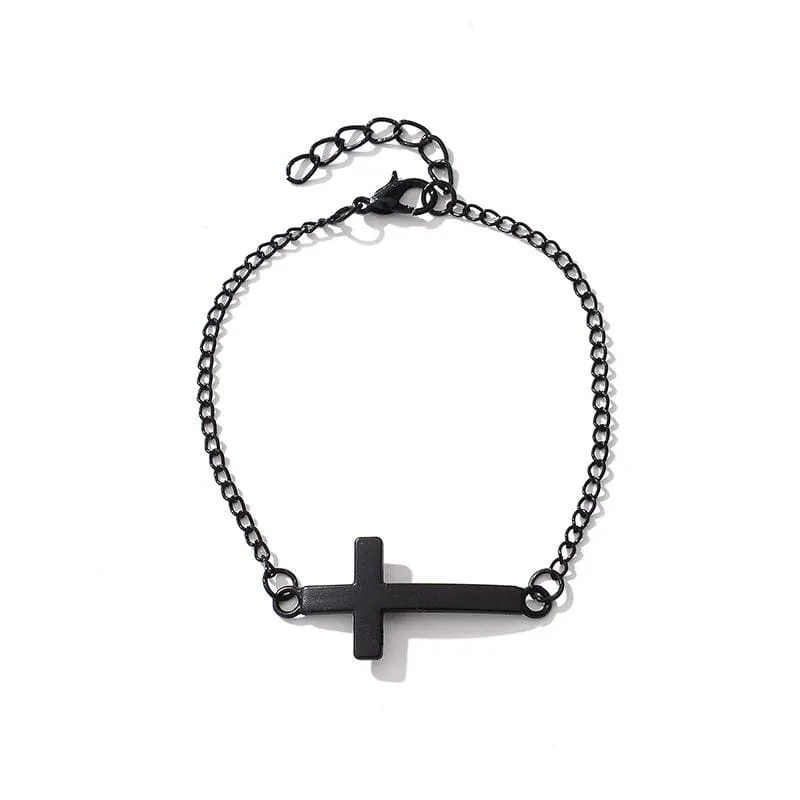 Women's Cross Bracelet <br> Sideways Black