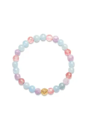 Women's Wristband with Cherry Quartz, Amethyst Lavender and Aquamarine