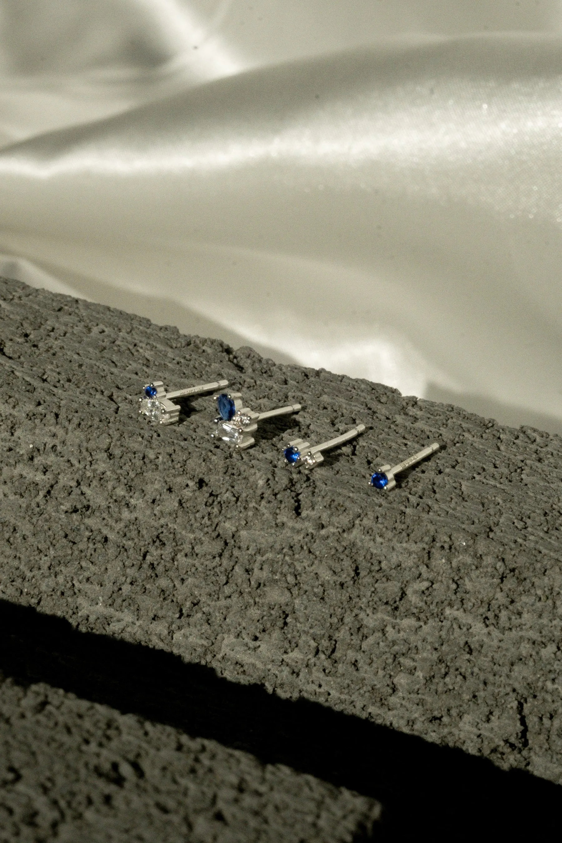 Yoru Blue Crystal Earrings Set - Sterling Silver