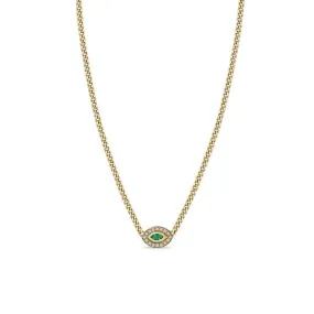 Zoe Chicco Marquis Emerald Gold Curb Chain Necklace